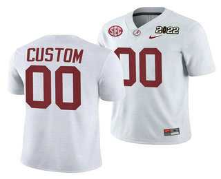 Men%27s Alabama Crimson Tide ACTIVE PLAYER Customized 2022 Patch White College Football Stitched Jersey